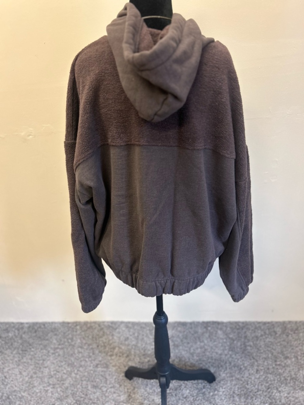 white birch Brown Teddy Half-Zip Pullover Jacket Fits XL or smaller best-NEW - Picture 5 of 7